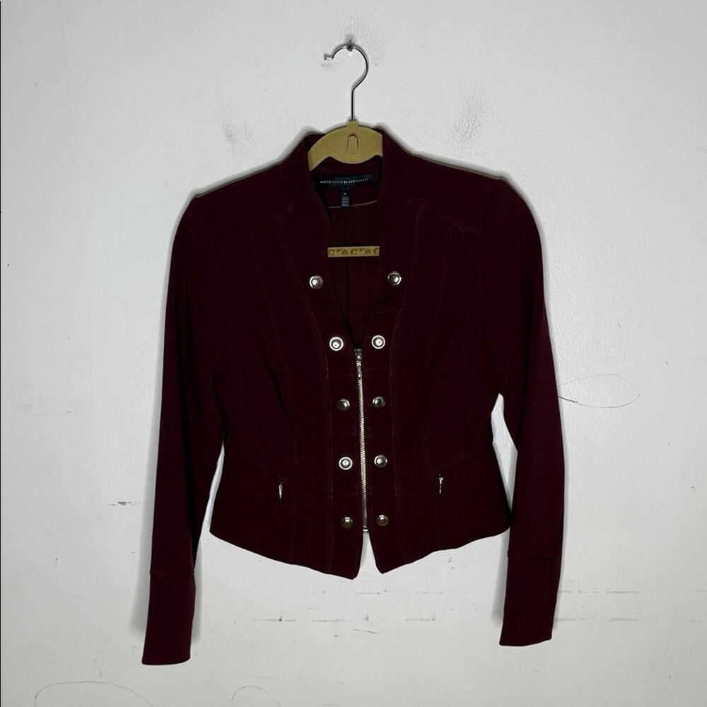 White House Black Market Burgundy Sailor Style Blazer Size 0
